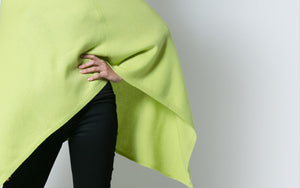 Vibrant chartreuse pure cashmere pullover poncho