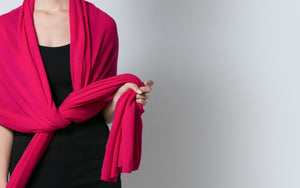 Hot pink cerise pure cashmere oversized travel wrap scarf